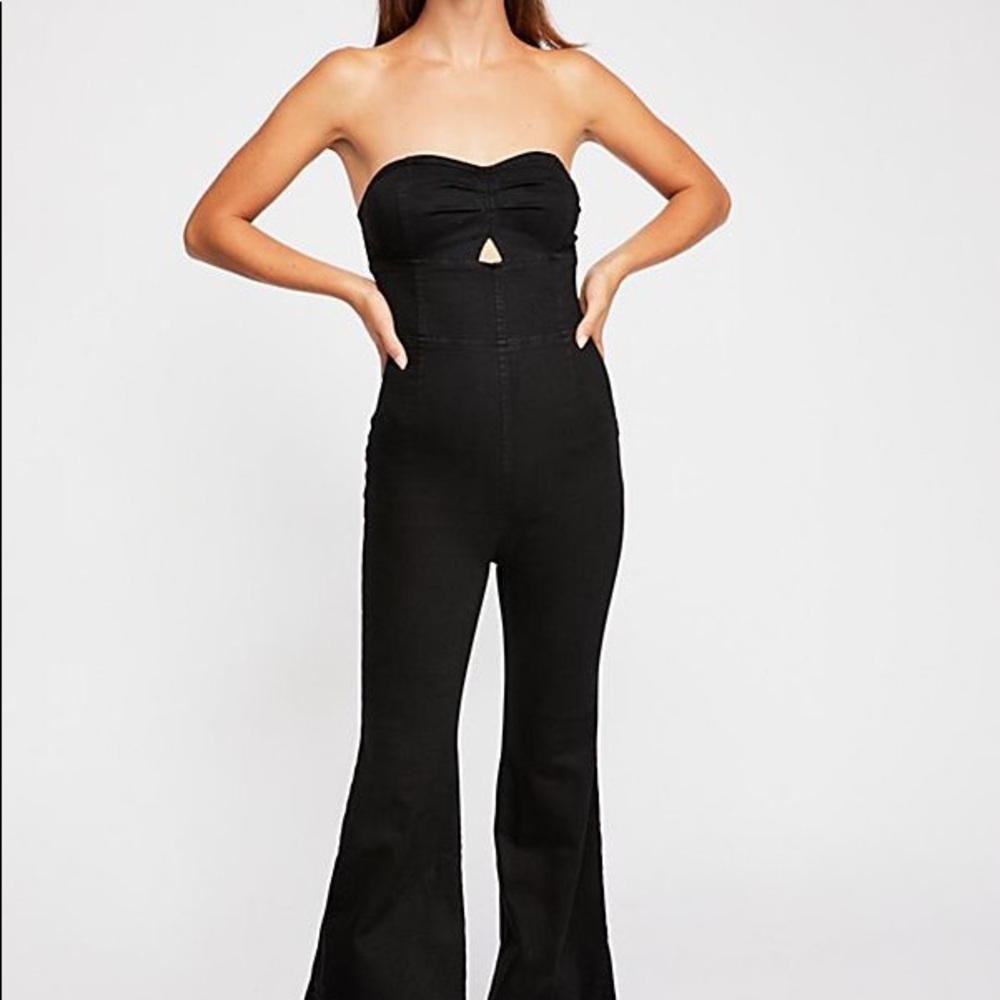 Free People Lydia flare jumpsuit with removable straps
